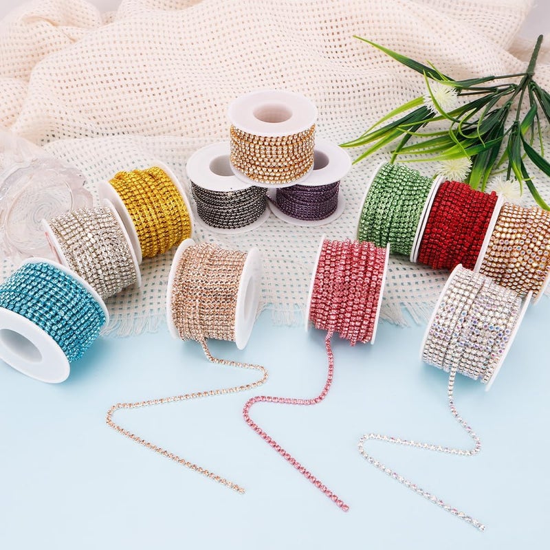 Liwidon Rhinestone Chain,10 Yards Rhinestone Trim Lake Blue Bling Diamond Rhinestone Strips 3mm Glitter Crystal Rhinestone Close Chain Rhinestone Ribbon Rhinestone Tape for Sewing DIY Crafting Jewelry Clothes - Image 5